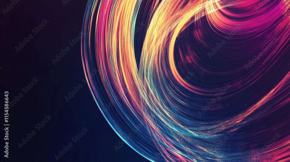 Poster colorful abstract light streaks create dynamic flow in dark background showcasing vibrant hues and e
