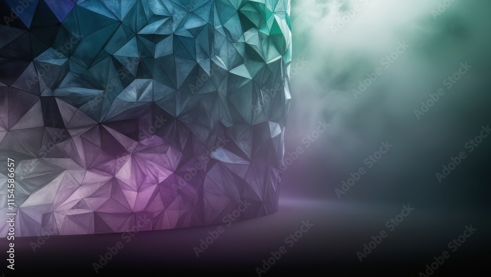 Poster abstract geometric structure with foggy background