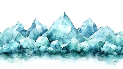 Obraz premium Watercolor Painting of a Serene Mountain Range