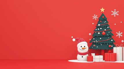 Merry Christmas Snowman Scene 