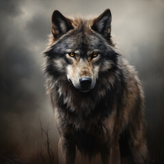 Dire Wolf - A Majestic Depiction of Extinct Canine Wilderness in Palaeolithic Era