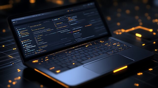 Modern Laptop Displays Programming Code Lines