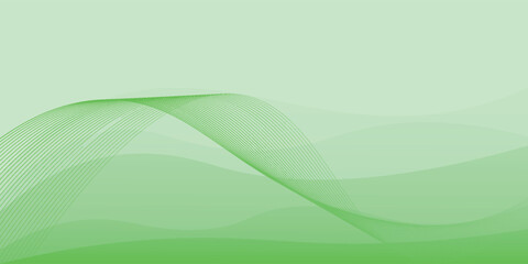 Abstract White and green wave wide banner background, modern wavy lines, vector.