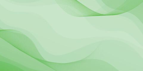 Abstract White and green wave wide banner background, modern wavy lines, vector.