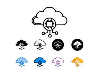 Obraz premium icon set cloud computing ai with 9 different styles, line, glyp, flat, gradient etc. suitable for print websites etc. isolated on white background