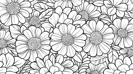 Seamless pattern of hand-drawn monochrome flowers.