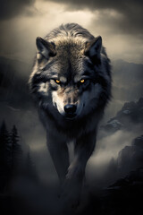 Dire Wolf - A Majestic Depiction of Extinct Canine Wilderness in Palaeolithic Era