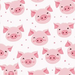 Pig faces pattern background.