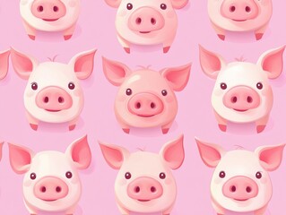 Pig faces pattern background.