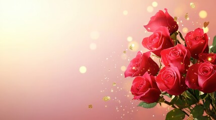 Valentine's Day or Wedding Background with Beautiful Roses. Concept for a romantic party invitation or love message. Premium and luxurious Ai-Generative.