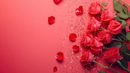 Valentine's Day or Wedding Background with Beautiful Roses. Concept for a romantic party invitation or love message. Premium and luxurious Ai-Generative.
