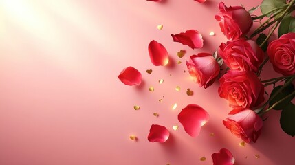 Valentine's Day or Wedding Background with Beautiful Roses. Concept for a romantic party invitation or love message. Premium and luxurious Ai-Generative.