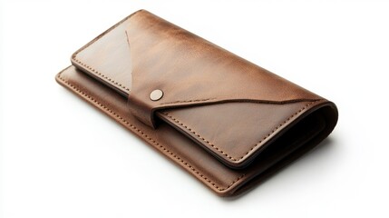 Elegant Brown Leather Oversized Clutch Wallet