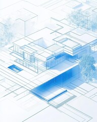A blueprint-style architectural design showcasing modern structures.