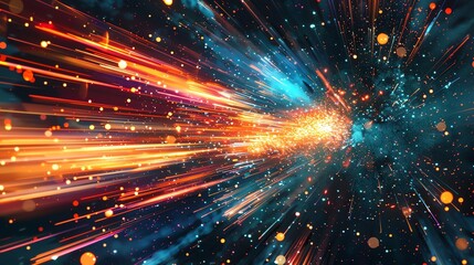 Fototapeta premium Abstract light streaks converging.