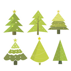 Various Christmas tree icons vector illustration.
