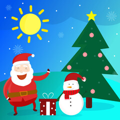 Cute Santa Claus card vector illustration at Christmas festival.