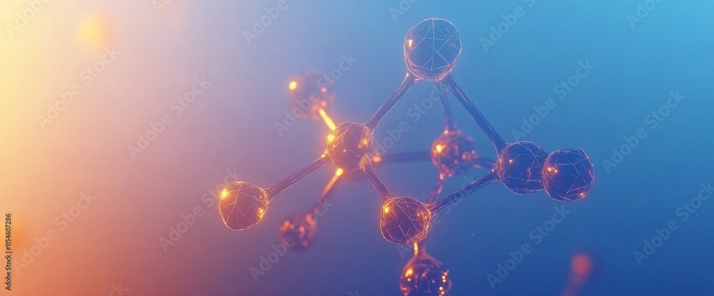 Poster abstract representation of molecular structure in vibrant colors.