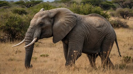 Wild african elephant with generative ai
