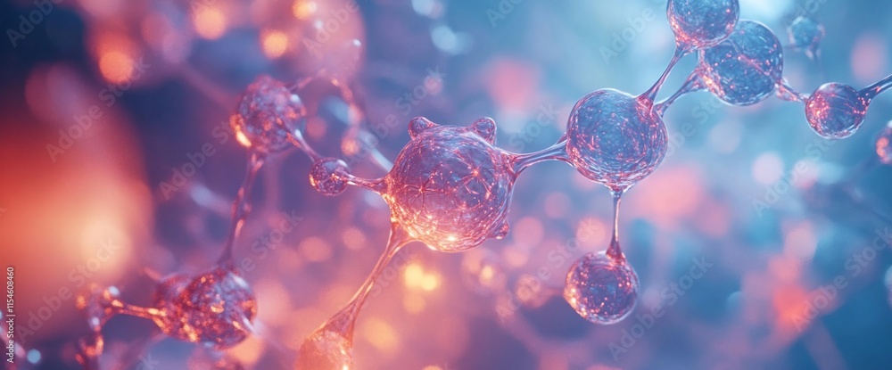 Aufkleber abstract representation of molecular structures with glowing effects.