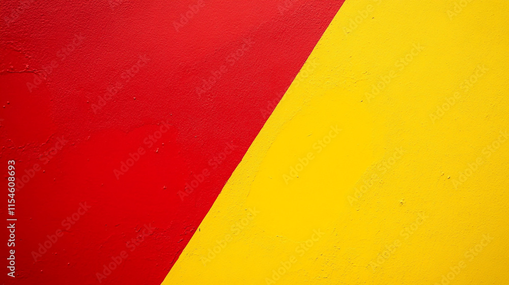 Aufkleber brightly colored abstract wall showcasing red and yellow triangular sections.