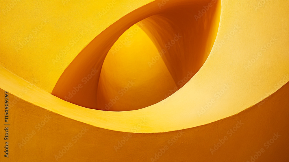 Poster curved shapes and bright yellow hues create a mesmerizing abstract form.