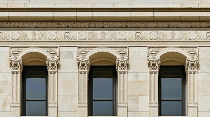 Obraz premium Federal Reserve building facade showcasing the iconic architecture and symbolic representation of economic stability and monetary policy in the United States. 