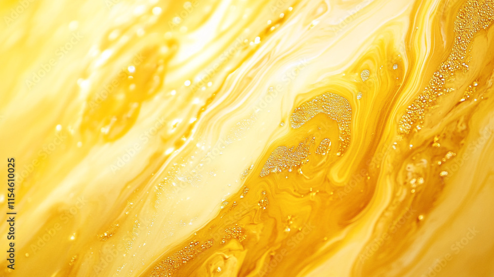 Poster abstract swirls of vibrant yellow and gold create a dynamic visual texture.