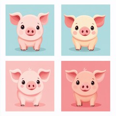 Collection of little piggy. A variety of little piggy design. Set of animal cartoon character mascot PIG collection.