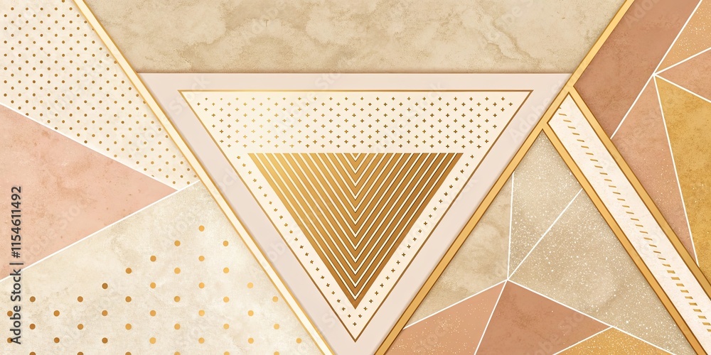 Poster a gold and white design with a triangle in the middle