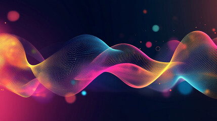Fototapeta premium Colorful wave pattern with glowing dots and digital aesthetics. 