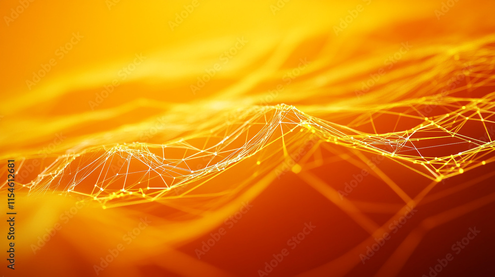 Poster abstract representation of a vibrant golden landscape with intricate lines.
