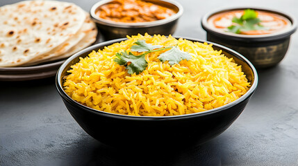 Turmeric Rice Indian Cuisine Restaurant Meal Food Photography.
