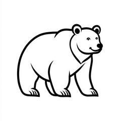 Obraz premium Illustrative Outline of a Friendly Polar Bear in Minimalist Style for Art, Design, or Children's Projects Featuring Simple Shapes and Clear Lines