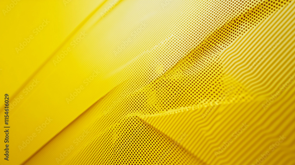 Poster bright yellow abstract design with textured patterns and geometric shapes.