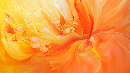 Obraz premium Vibrant abstract artwork with swirling orange and yellow colors. 