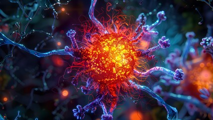 Obraz premium Microscopic View of a Virus - Advanced 3D Medical Illustration
