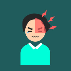 flat migraine headaches vector illustration