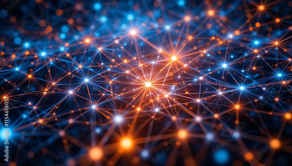 Aufkleber abstract network of illuminated nodes and connections