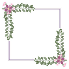 Square Wreath Decorated With Flowers And Green Leaves