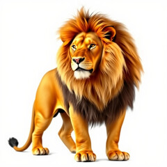 A lion on white background - animal generation -