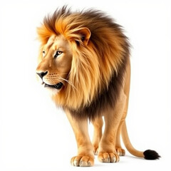 Fototapeta premium A lion on white background - animal generation -