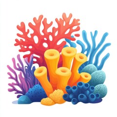 Obraz premium A colorful coral reef with a variety of sea creatures. Generative AI