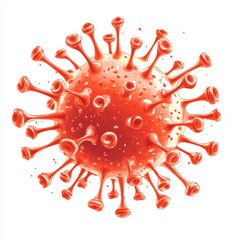 A red virus is shown in a white background. Generative AI