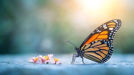 Fototapeta premium Monarch butterfly on a white background.