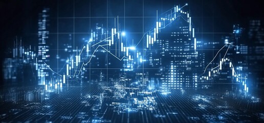Digital financial data visualization with graphs and charts.