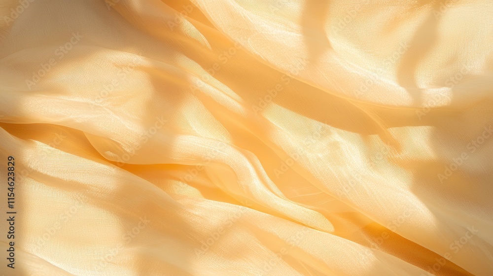 Poster soft peachhued fabric draped elegantly capturing golden light abstract art indoor setting close-up v