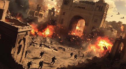 Obraz premium Inferno: A City Under Siege