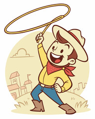 funny cowboy vector illustration