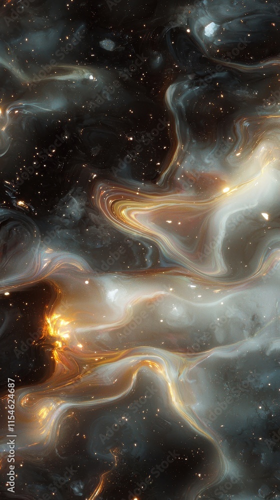 Poster vibrant cosmic swirls abstract art digital creation dark space background close-up view shimmering p